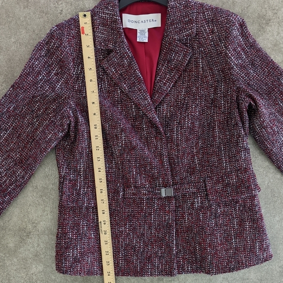Doncaster tweed career blazer jacket, burgundy, size 10 - Picture 15 of 16